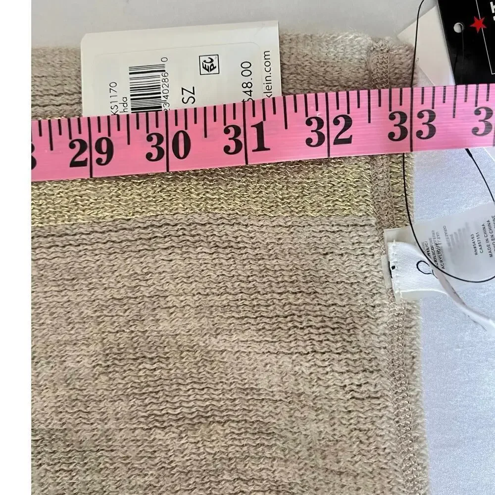 Calvin Klein Women’s Infinity Scarf in Tan Beige and Metallic Gold One Size NWT